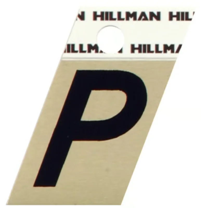 Hillman Adhesive Angle-Cut Letter P Black and Gold (1-1/2")