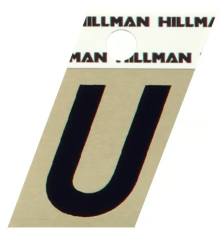 Hillman Adhesive Angle-Cut Letter U Black and Gold (1-1/2")