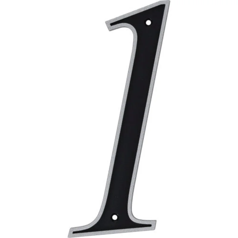 Hillman Black & Silver Reflective Plastic House Number 1