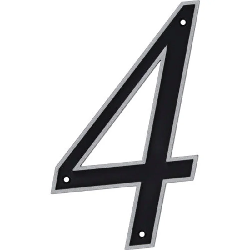 Hillman Black & Silver Reflective Plastic House Number 4