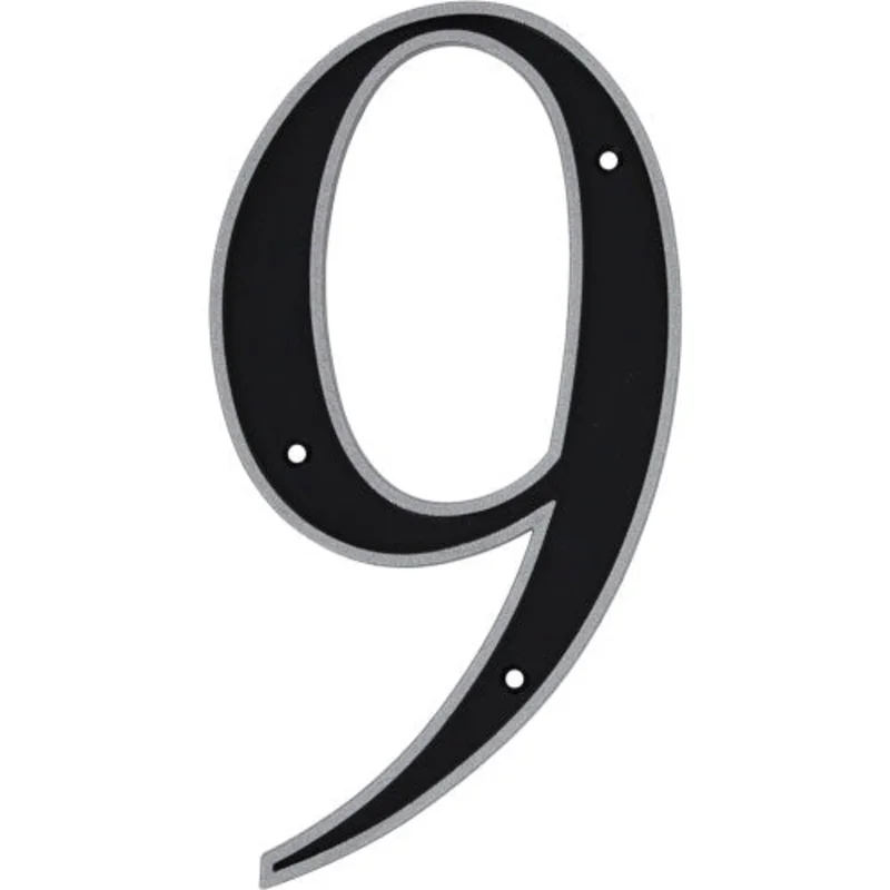 Hillman Black & Silver Reflective Plastic House Number 9