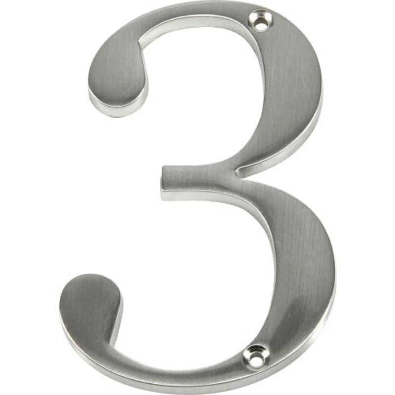Hillman Distinctions Flush Mount House Number 3 Nickel