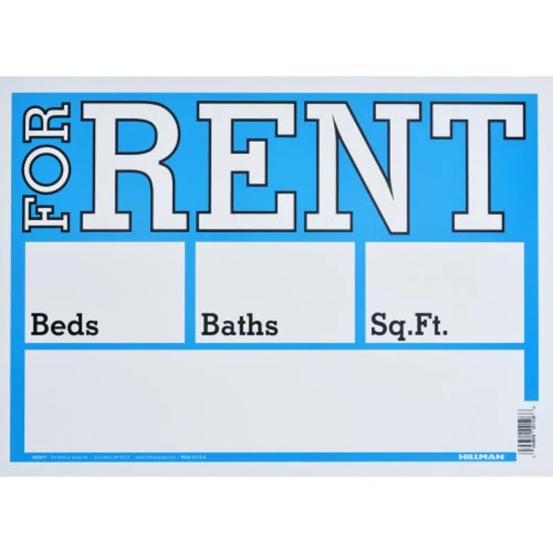 Hillman For Rent Sign Blue and White