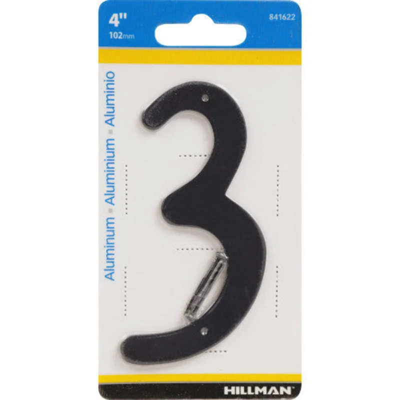 Hillman Nail-On House Number 3 Aluminum Black