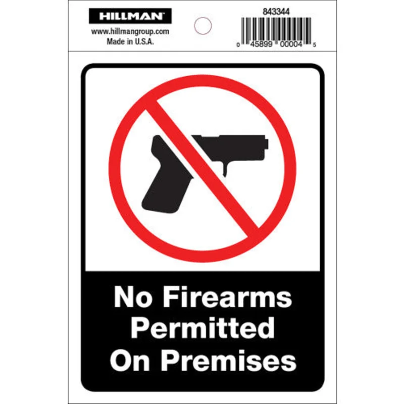 Hillman No Firearms Permitted Sign