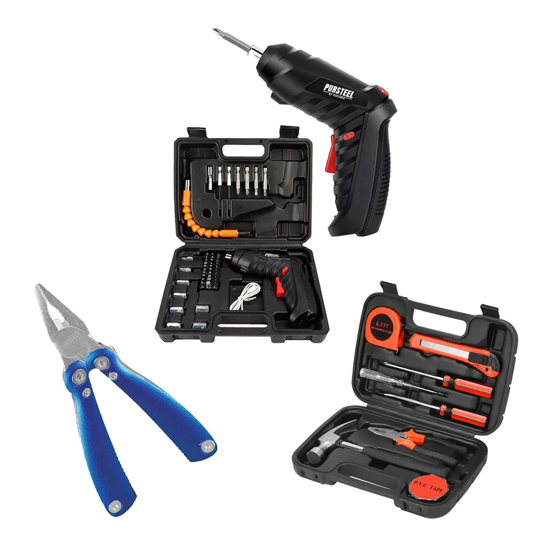Home Project Power & Tool Set: Rechargeable Electric Screwdriver, 9-Piece Handy Solutions Tool Set & 11-in-1 Multifunction Tool