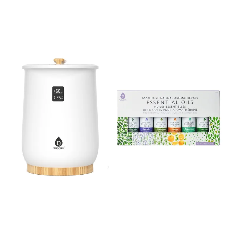 Home Spa Bucket Towel Warmer Bundle Large-Capacity Warmer with Adjustable Heat (2090 Min) + 6 Essential Oils