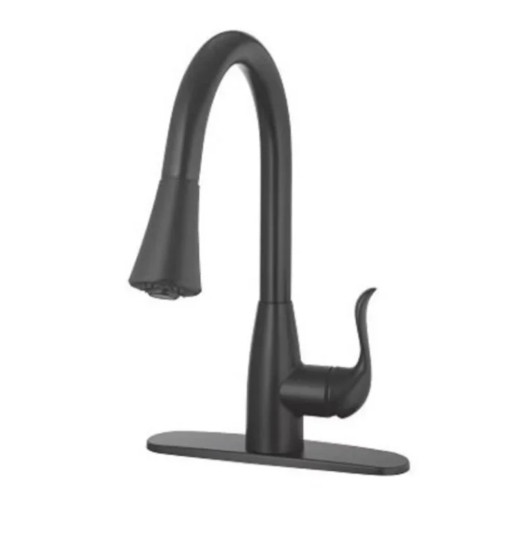 HomePointe 1-Handle Matte Black Pull-Down Spray Kitchen Faucet Matte Black