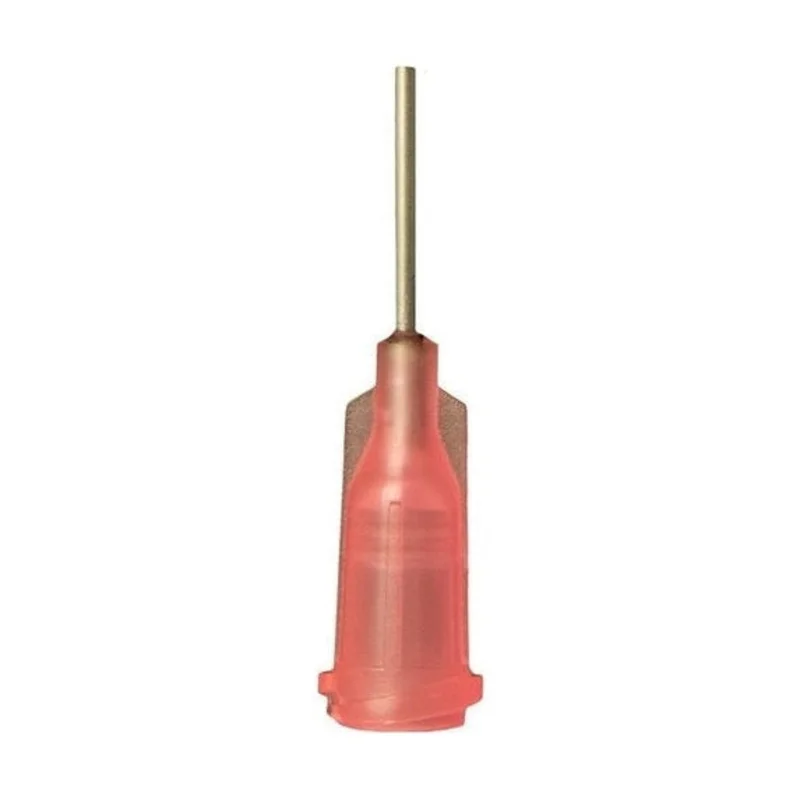 Jensen Industrial Dispensing Tips (Push-On & Luer-Lock) Family - Steel 1/2-Inch Pink 18-Gauge
