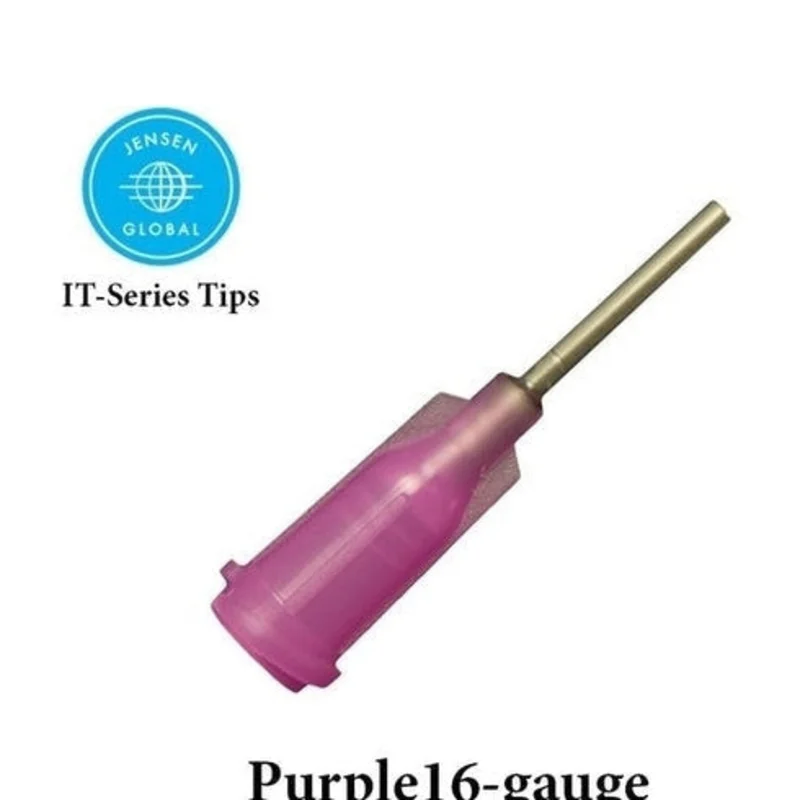 Jensen Industrial Dispensing Tips (Push-On & Luer-Lock) Family - Steel 1/2-Inch Purple 16-Gauge