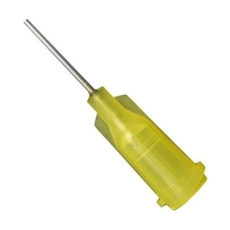 Jensen Industrial Dispensing Tips (Push-On & Luer-Lock) Family - Steel 1/2-Inch Yellow 20-Gauge