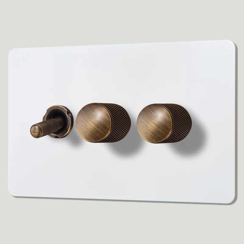 KEPLER 3G Paintable Mixed Switch 1Toggle/ 2Dimmer - Antique Brass