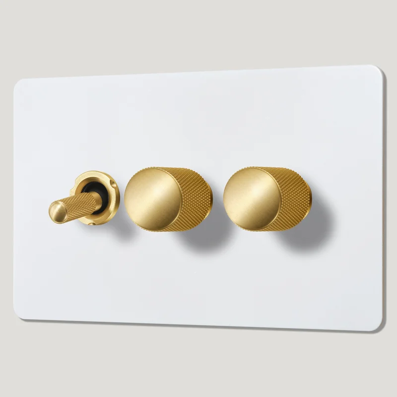 KEPLER 3G Paintable Mixed Switch 1Toggle/ 2Dimmer - Brass