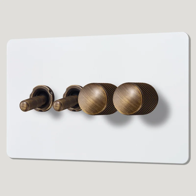 KEPLER 4G Paintable Mixed Switch 2Toggle/ 2Dimmer - Antique Brass