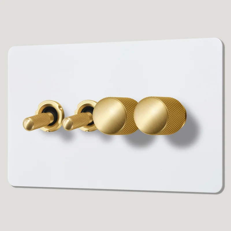 KEPLER 4G Paintable Mixed Switch 2Toggle/ 2Dimmer - Brass