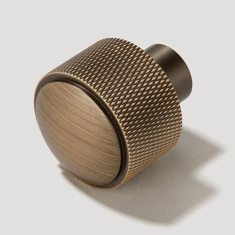 KEPLER Knurled Button Knob - Antique Brass