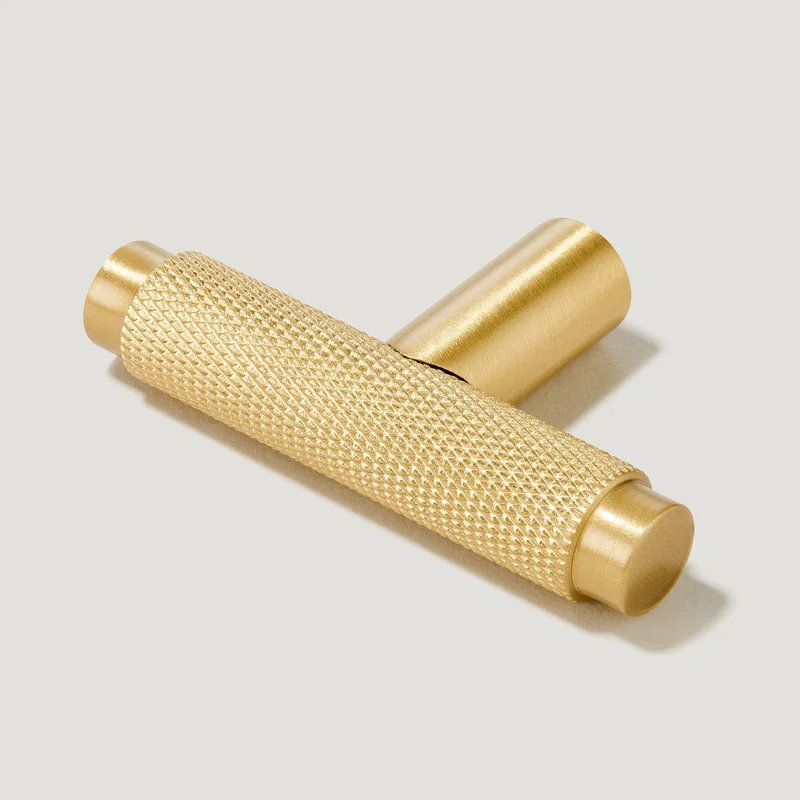 KEPLER Knurled Single T Handle - Brass