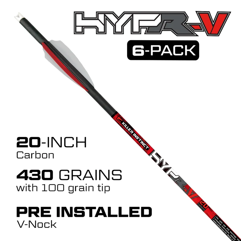 Killer Instinct HYPR-V 20" CROSSBOW BOLTS 6PK
