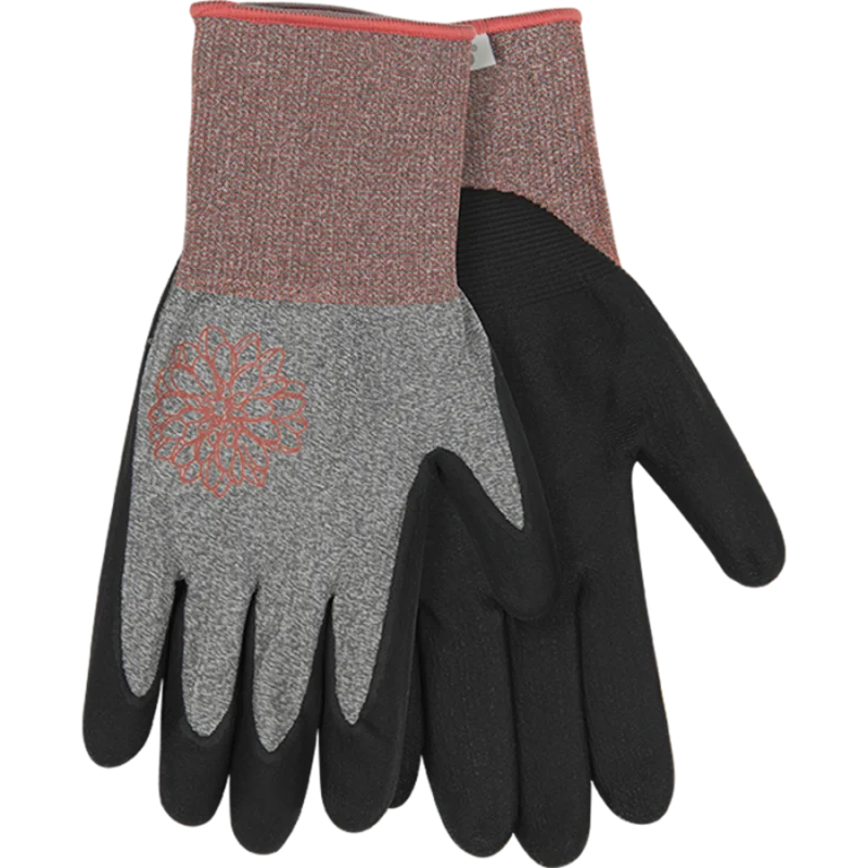Kinco Womens Nylon-Spandex Knit Shell & CoolCoat Micro-Foam Nitrile Palm Heather Gray