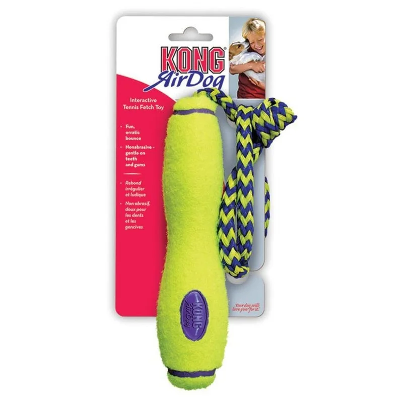 KONG AIRDOG FETCH STICK WITH ROPE YELLOW