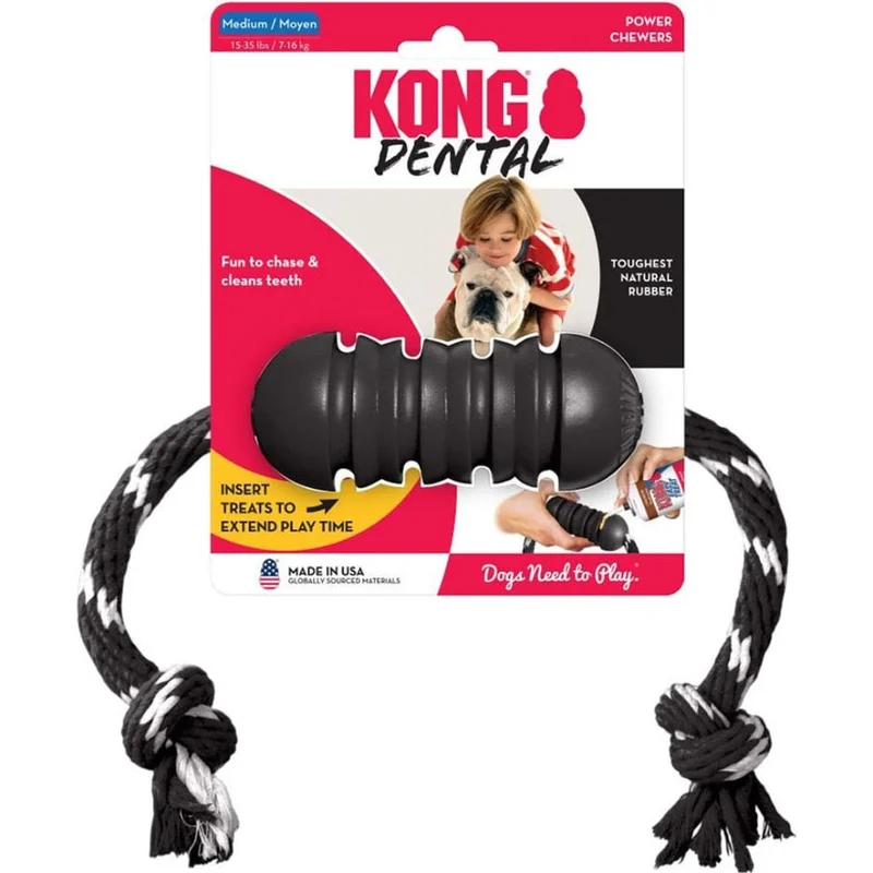 KONG EXTREME DENTAL WITH ROPE BLACK
