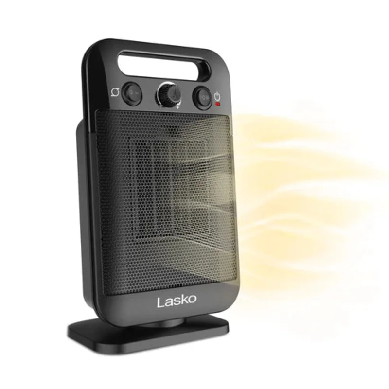 Lasko CD12100 Oscillating Personal Space Heater with Adjustable Thermostat Black