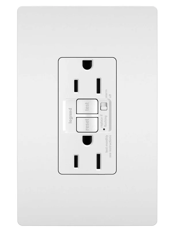 Legrand Pass & Seymour Radiant Tamper-Resistant 15A Duplex Self-Test GFCI Receptacles with Audible Alarm and SafeLock Protection White