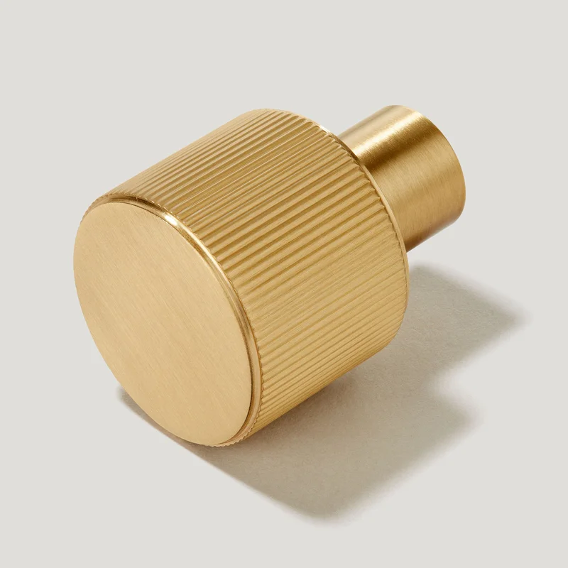 LENNON Grooved Button Knob - Brass