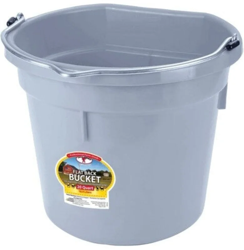 Little Giant Flat Back Plastic Bucket 20 Quart Cool Gray