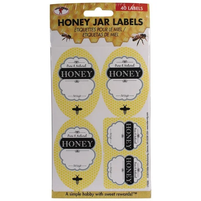 LITTLE GIANT HONEY JAR LABELS YELLOW/BLACK