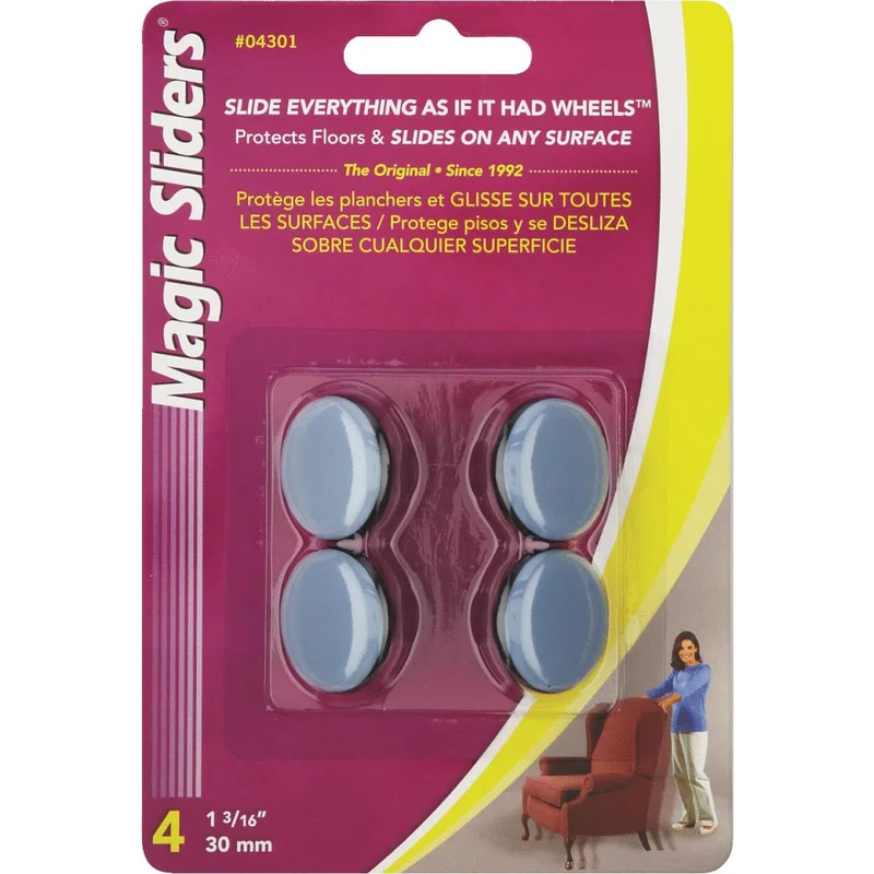 Magic Sliders 1-3/16 In. Round Nail on Furniture Glide,(4-Pack)