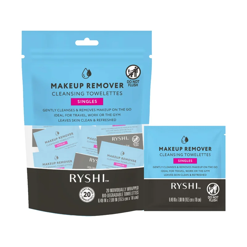 Makeup Remover Cleansing Towelettes Individually Wrapped, Travel-Friendly, Safe for Face, Lips & Eyes