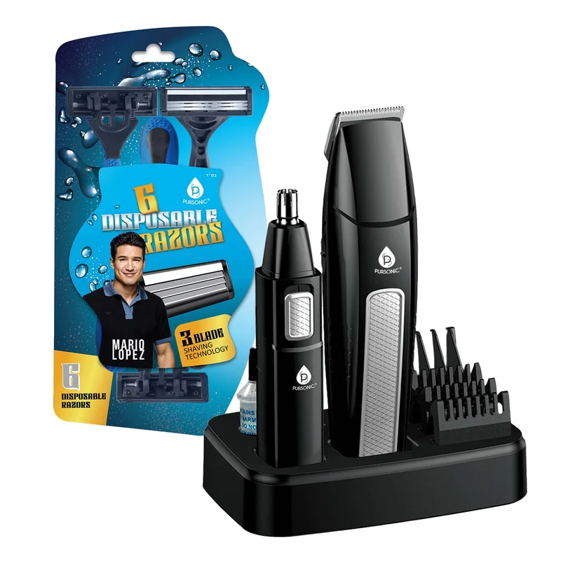 Mario Lopez Ultimate Grooming Set  10-Piece Hair, Beard & Body Grooming Kit + Disposable Razors