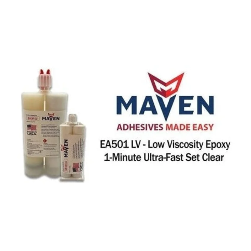 Maven Epoxy EA 501 LV - Very Fast Set 1 Min-Low Thin Viscosity-Translucent Clear-1:1 ratio