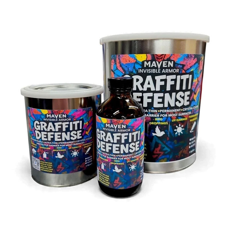 Maven Invisible Armor Graffiti Defense Transparent Protection from Paints, Animal Waste, and UV Damage. Impervious Protective Clear Coat Sealant made with Liquid Glass Silicon Dioxide (SiO2)