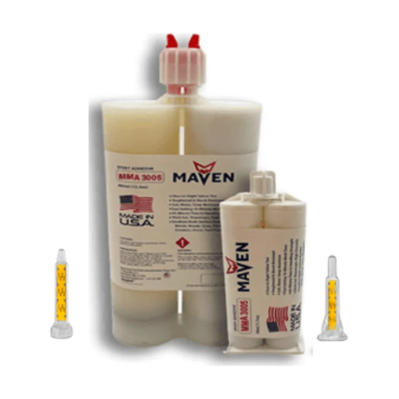 Maven MMA 3005 Acrylic Natural-Straw color - Fast Set 3-6-Min MMA Adhesive-Thick/High Viscosity -1:1 ratio