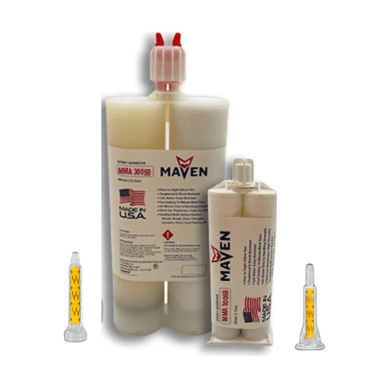 Maven MMA 3005-B Acrylic Black Color - Fast Set 3-6-Min MMA Adhesive-Thick/High Viscosity -1:1 ratio