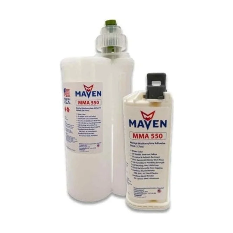 Maven MMA550 Non-Sag Gel, UV Stable White 45-60 Minute MMA Adhesive for Marine and Underwater bonding of Plastics Metals & Composites