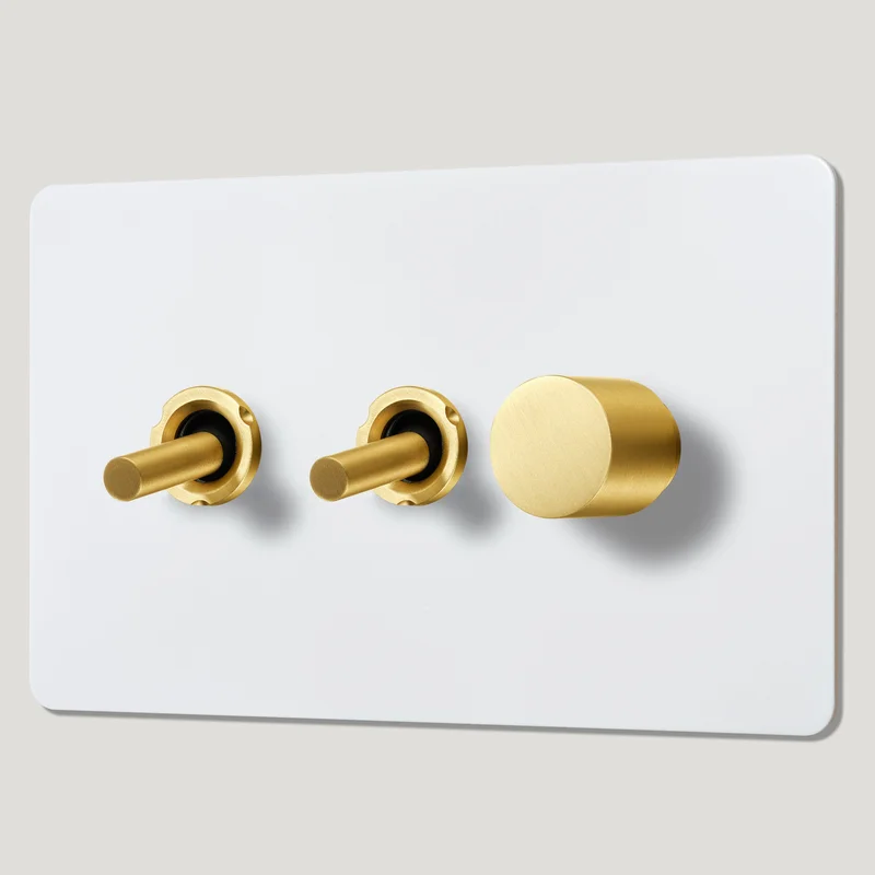 MAXWELL 3G Paintable Mixed Switch 2Toggle/ 1Dimmer - Brass