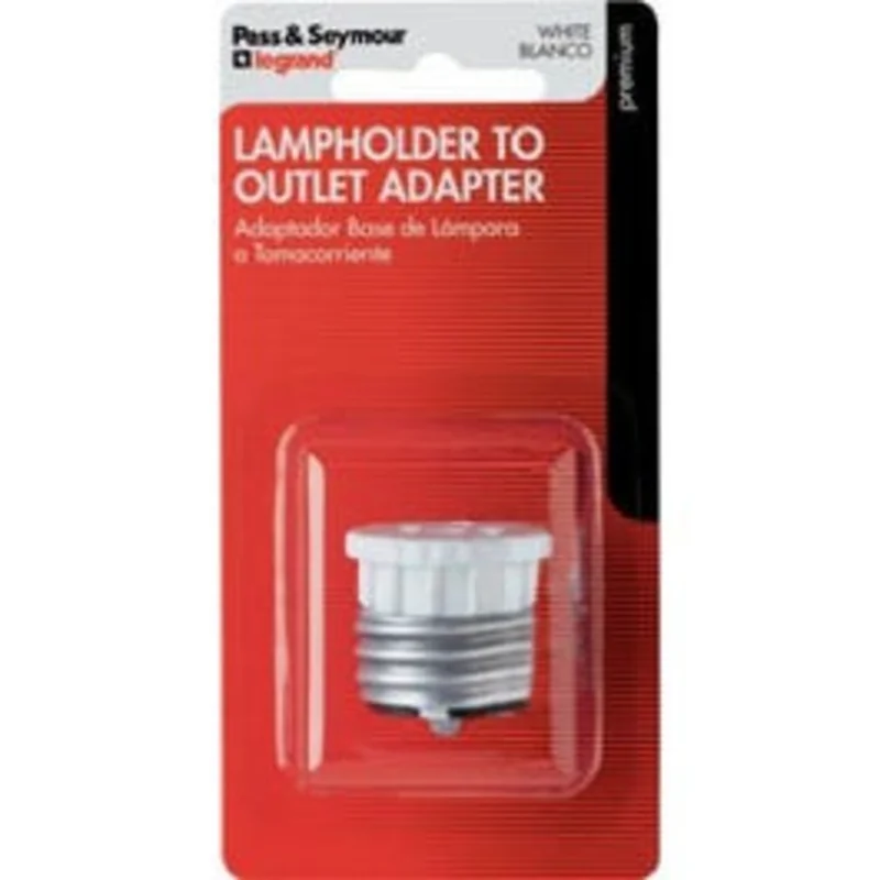 Medium Base Lampholder Adapter, White, 600-Watt, 125-Volt