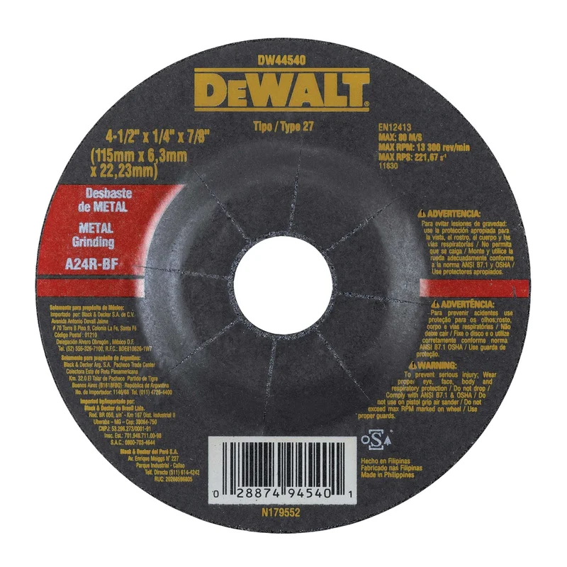 Metal Grinding Disc 4-1/2" X 1/4" X 7/8" Dewalt