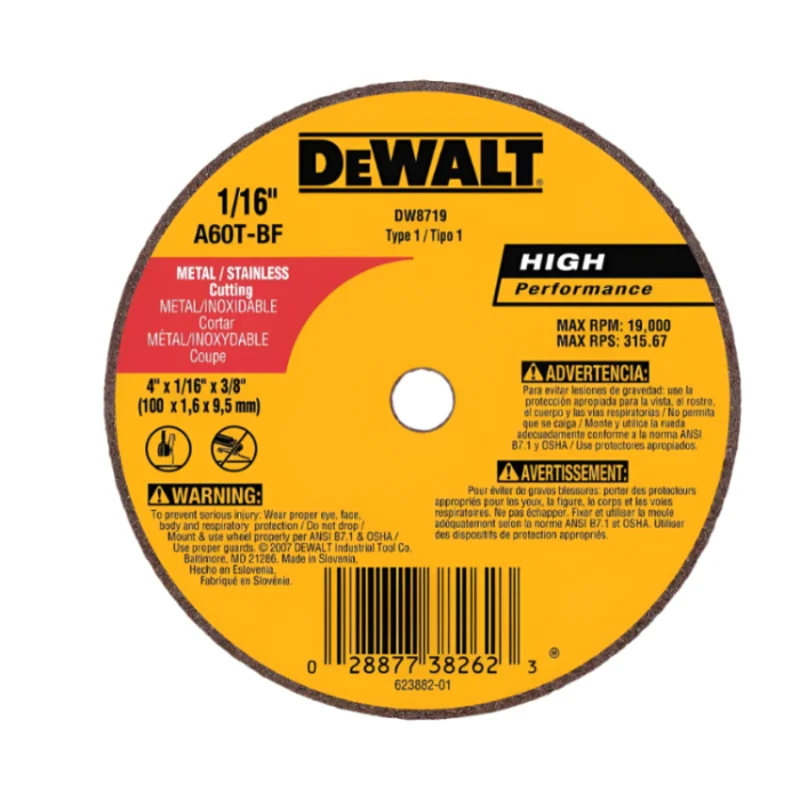 Metal/Stainless 4" X 3/8" Disc Dewalt