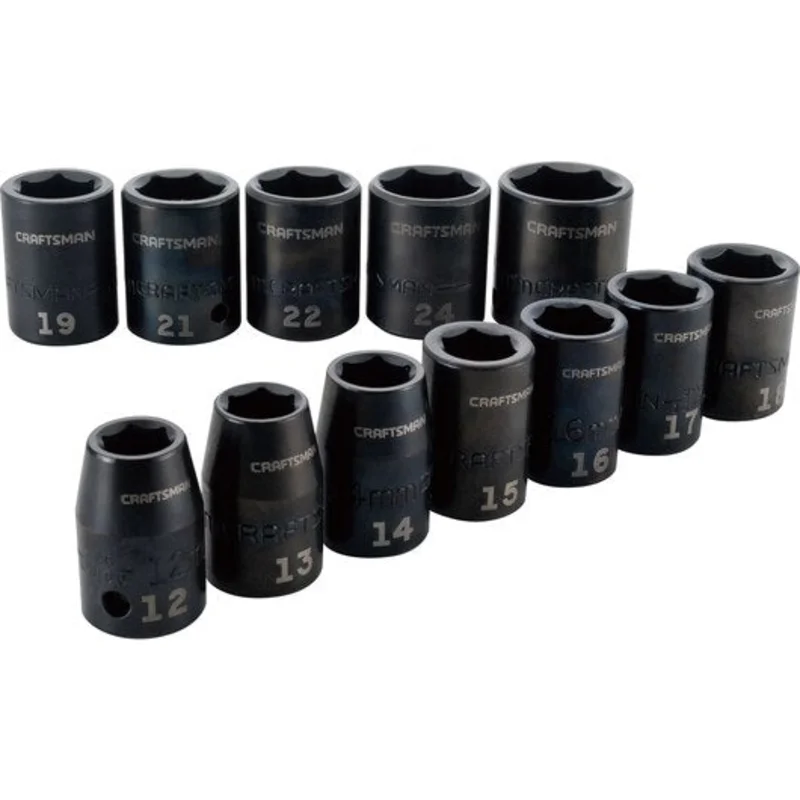 Metric Shallow Impact Socket Set 12 PC. DR. 1/2" Craftsman