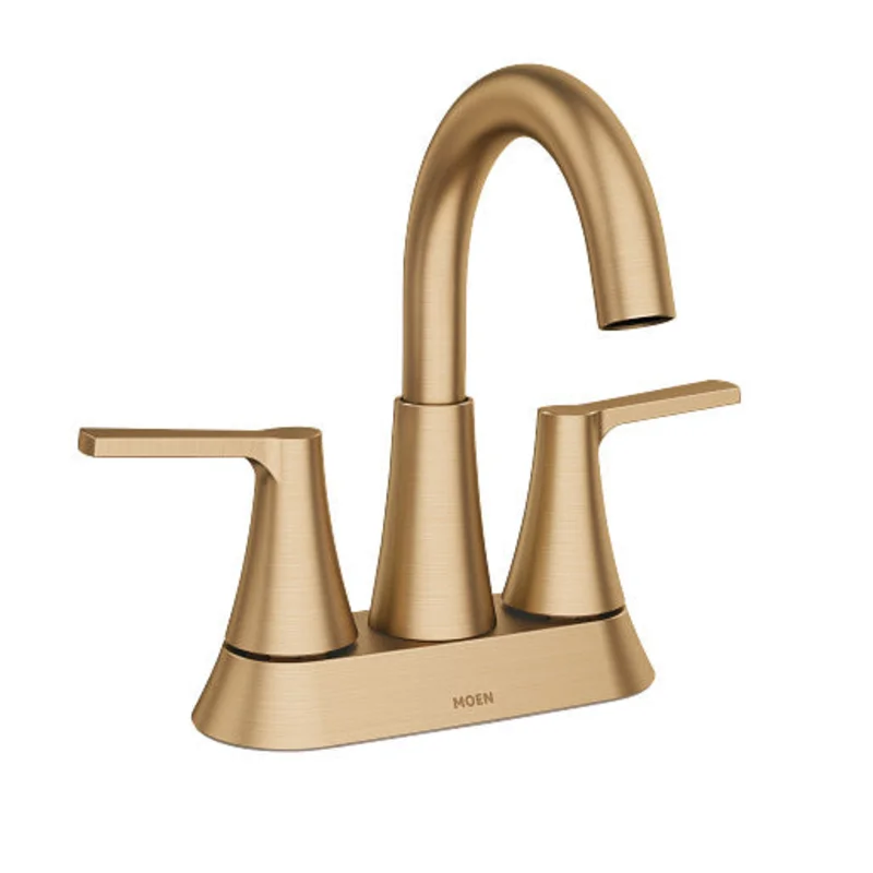 Moen Mikah Bronzed Gold Two-Handle High Arc Bathroom Faucet Bronzed Gold