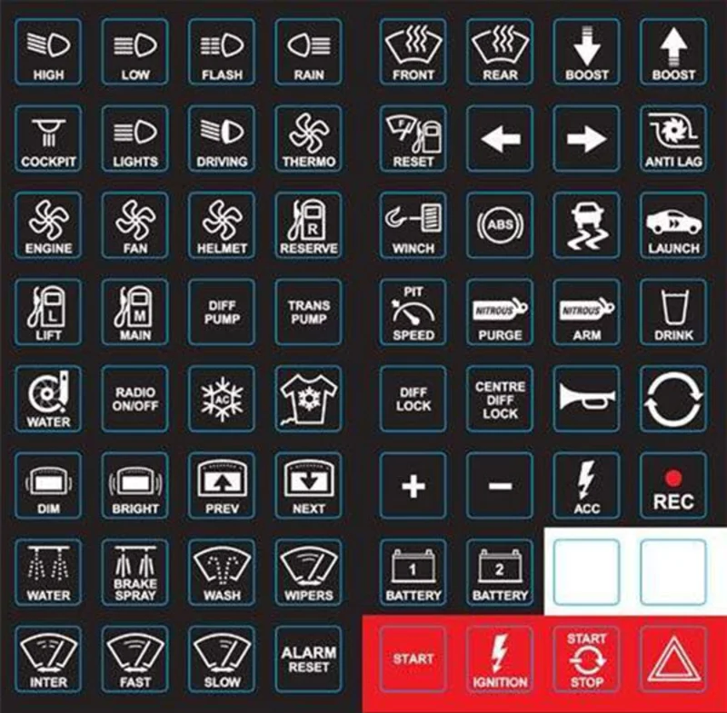 MoTeC Keypad Label Sheets
