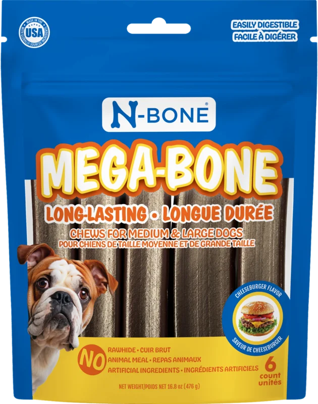N-Bone Mega-Bone Long-Lasting Chew Cheeseburger Flavor 6 count
