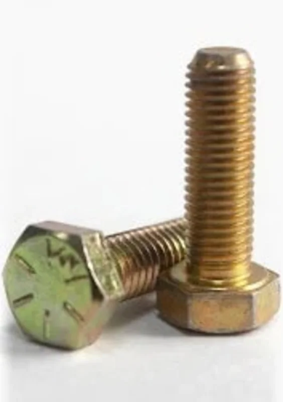 National Equipment 400132 Screw, Hex Head Cap, 1/2-13x4, Grade 8, Yellow-Zinc