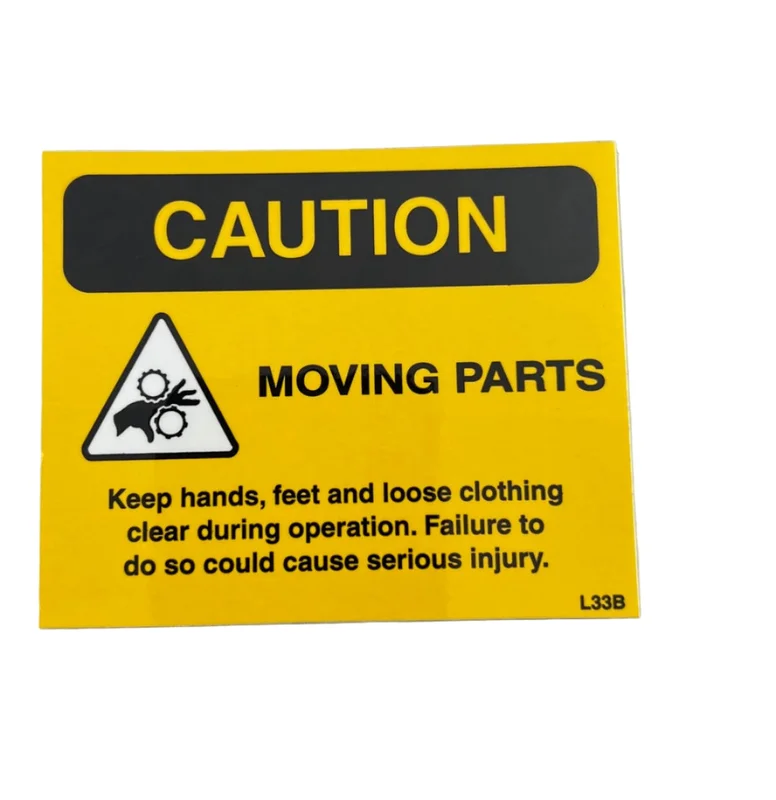 National Equipment L33B Label, Caution Moving Part
