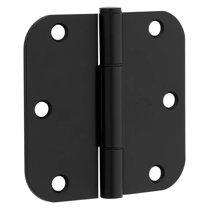 National Hardware Squeak Guard Door Hinges 5/8 In. Radius Round Corners 3.5", Matte Black Matte Black