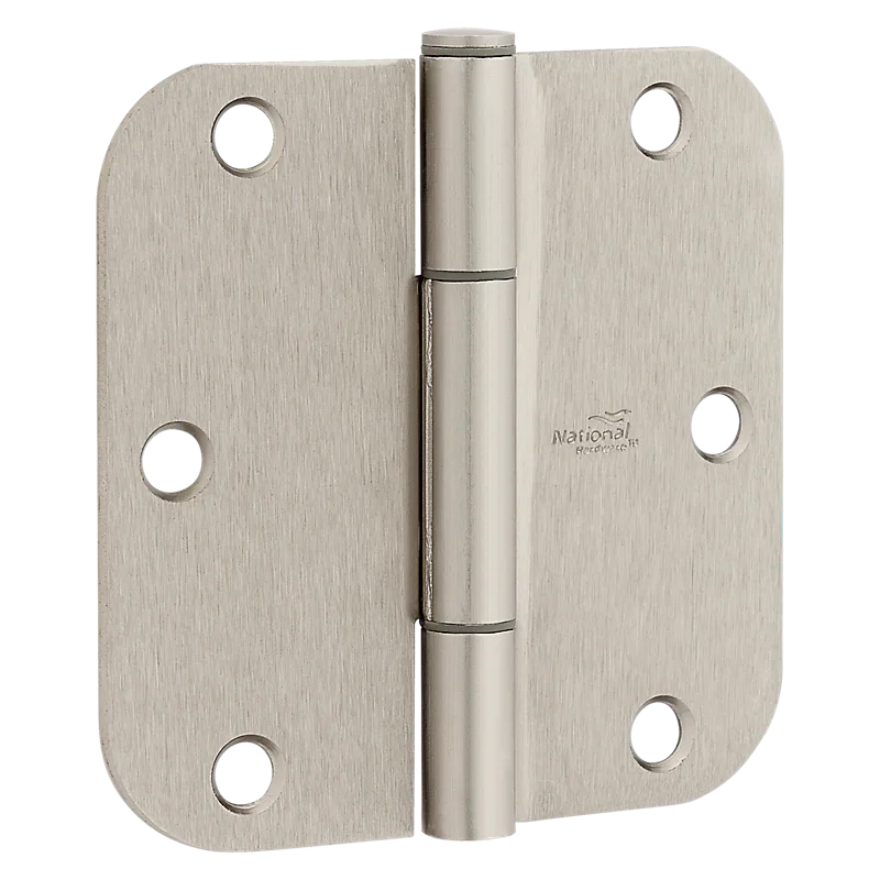 National Hardware Squeak Guard Door Hinges 5/8 In. Radius Round Corners 3.5", Satin Nickel Satin Nickel